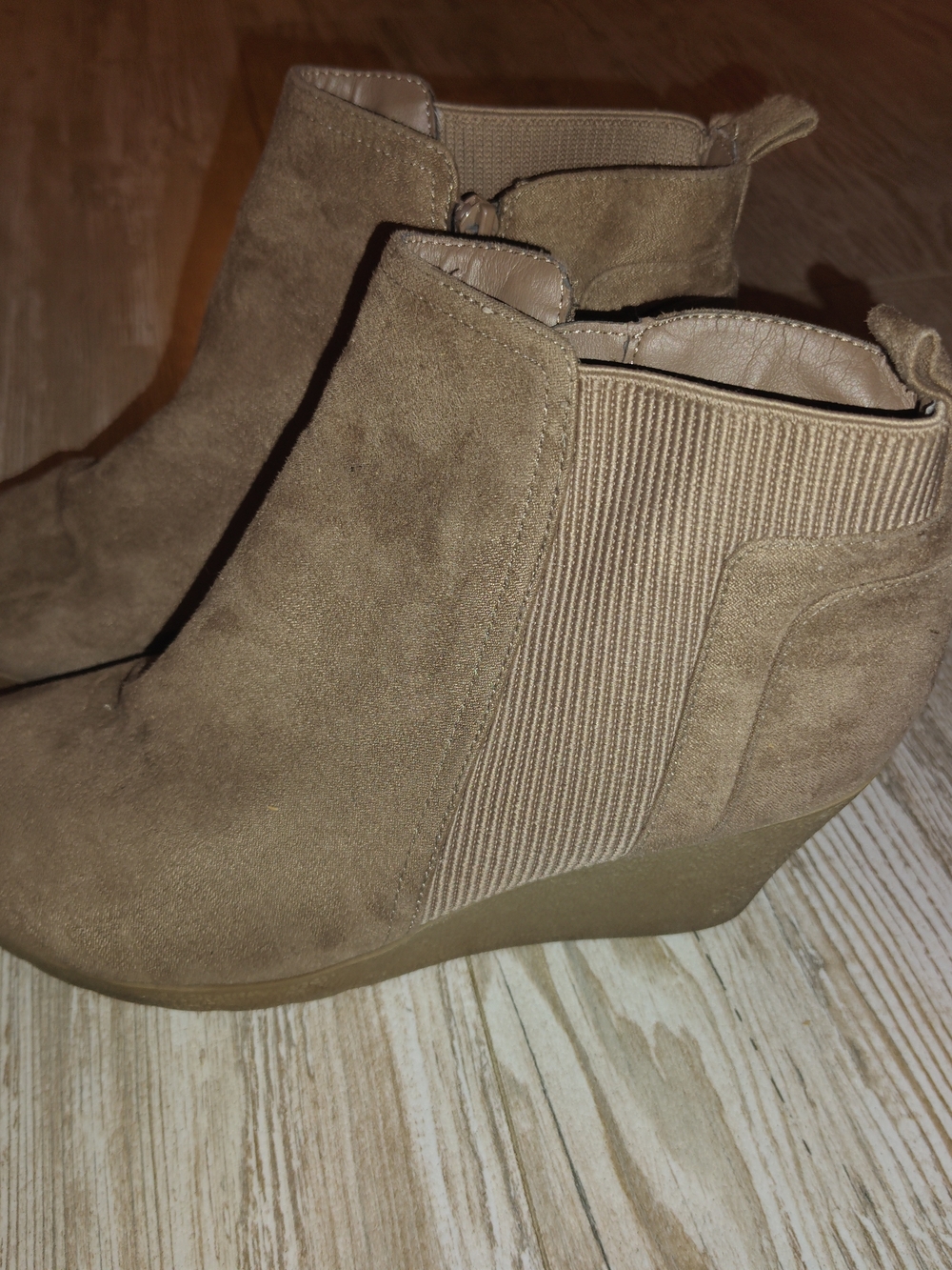 MIA Tan Suede Hidden Wedge Ankle Booties